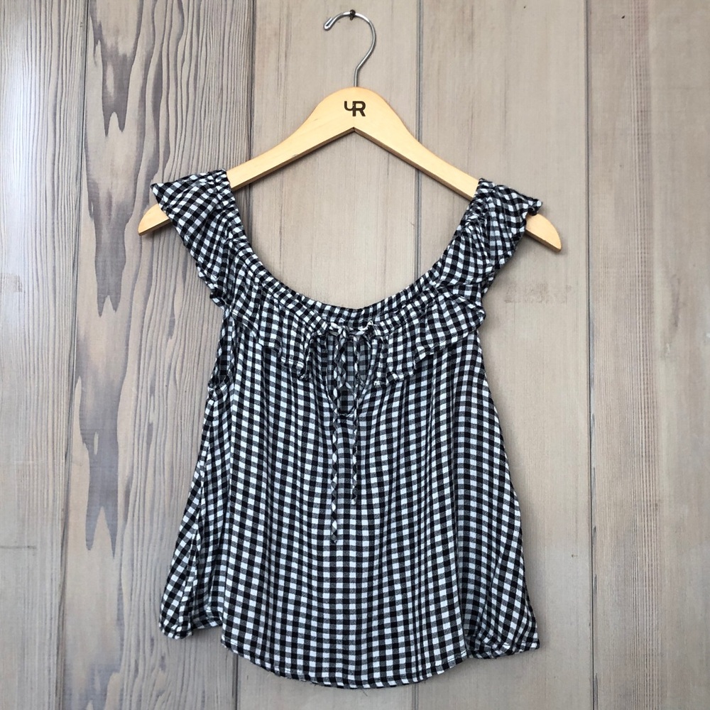 Gingham Off Shoulder Sleeveless Top